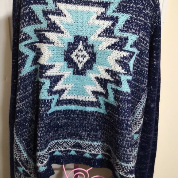Miami Aztec Tribal Print Women's Waterfall Sweater Small Southwestern Cozycore - Picture 3 of 11